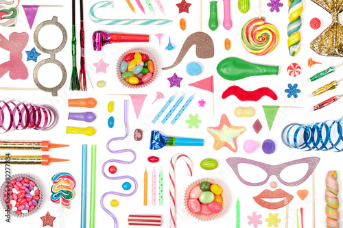 party and celebration elements on white background