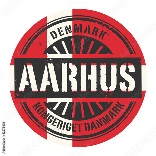 Grunge rubber stamp with the text Denmark, Aarhus