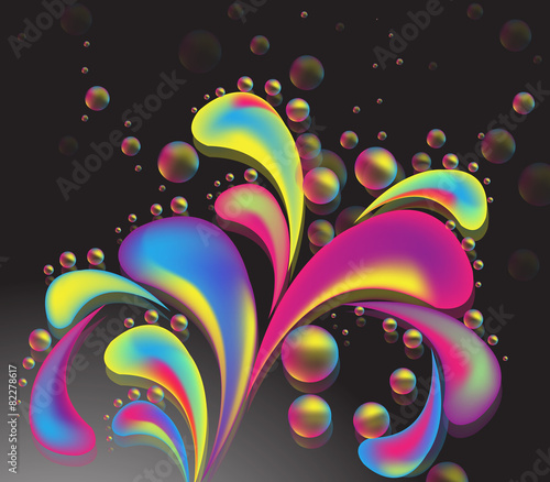 Black background with circles and swirls