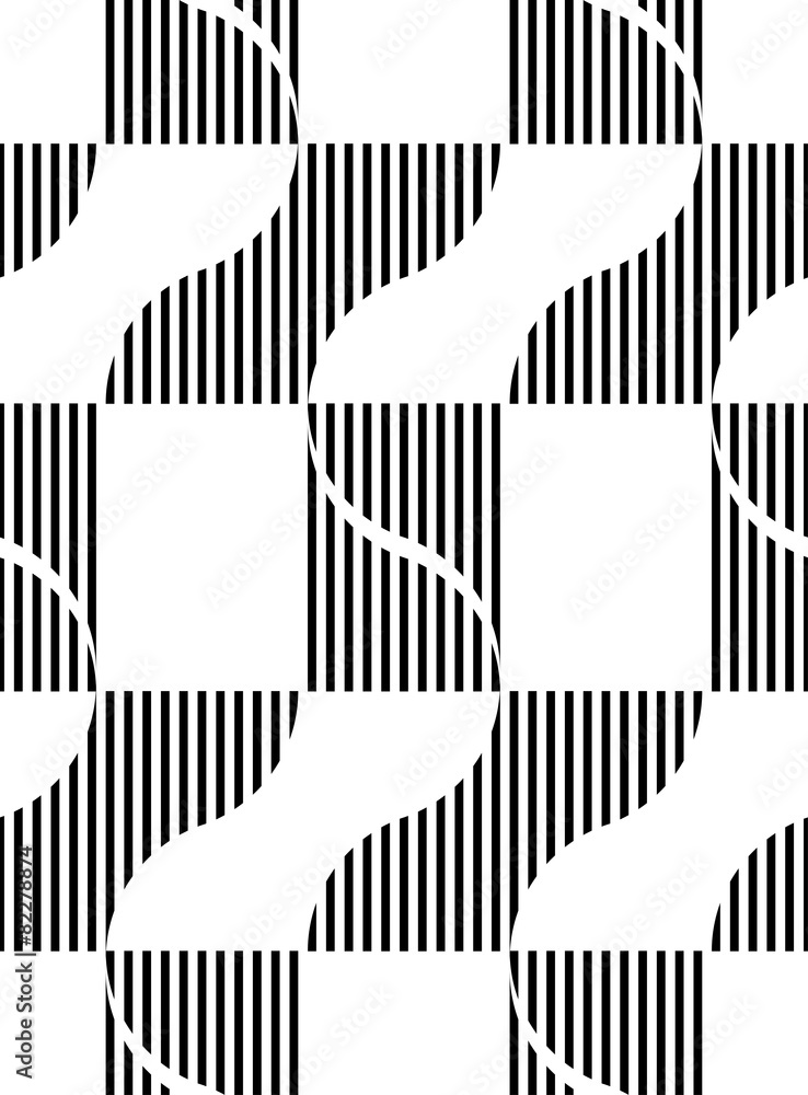 Black and white geometric seamless pattern with stripe.