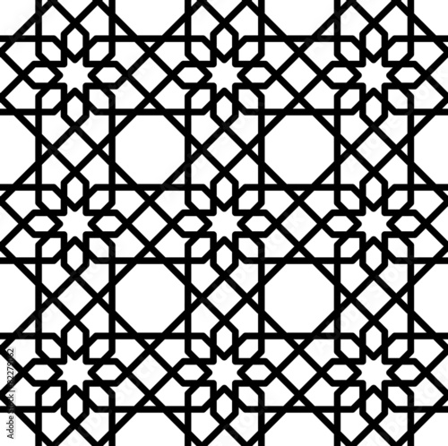 Black and white geometric seamless pattern in arabic stylish.