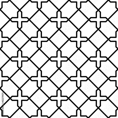 Black and white geometric seamless pattern in arabic stylish.