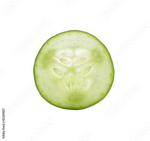 sliced cucumber isolated on white background