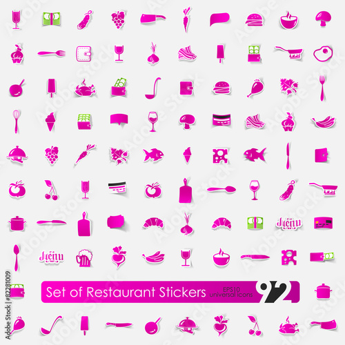 Set of restaurant stickers