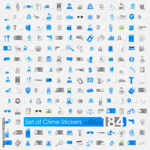 Set of crime stickers