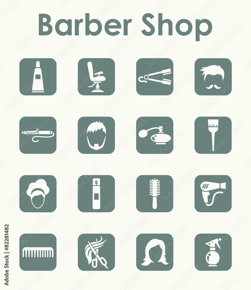 Set of barbershop simple icons Set of barbershop simple icons