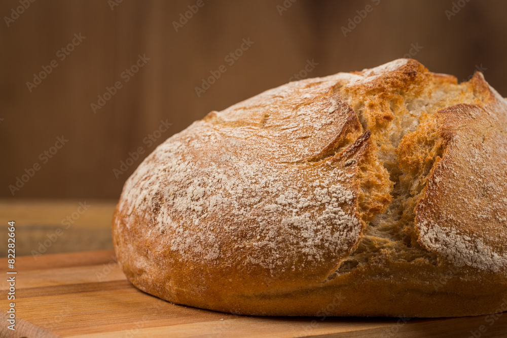 white bread over wooden background