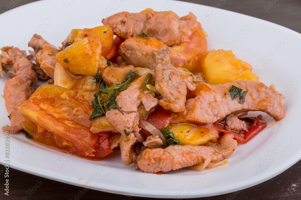 Fototapeta premium Pork and pineapple salad