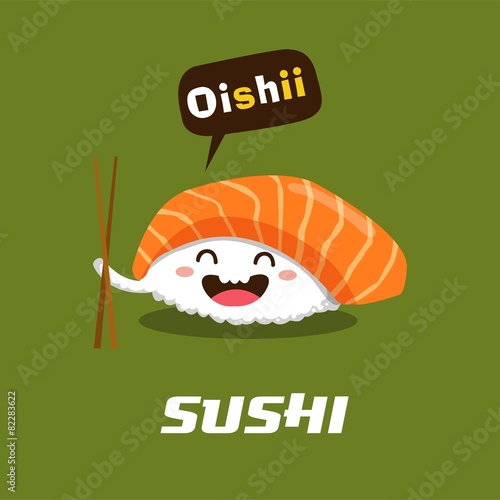 Vector sushi cartoon character illustration