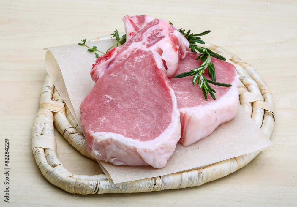 Raw pork steak