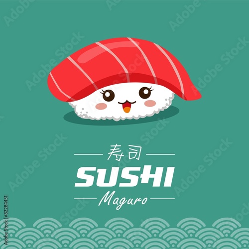Vector sushi cartoon character illustration.