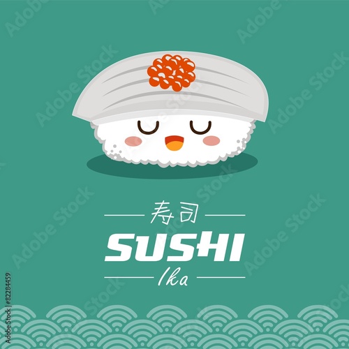 Vector sushi cartoon character illustration.
