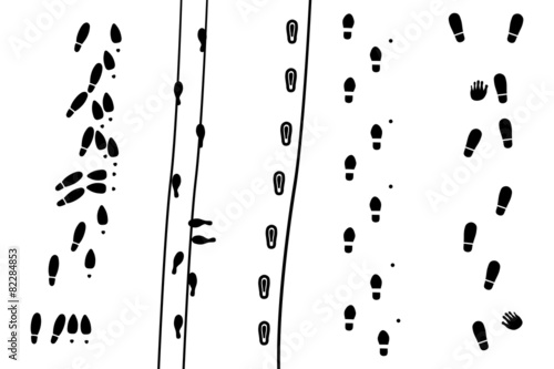 Collection of human footprints expressing various lifestyles