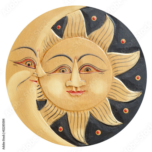 Sun and moon ancient carved