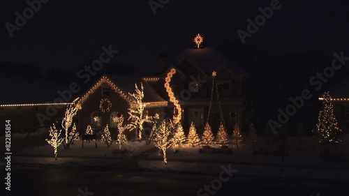 house with Christmas lights