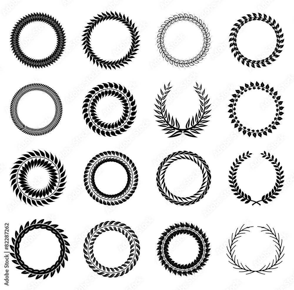 laurel wreath icons set laurel wreath icons set