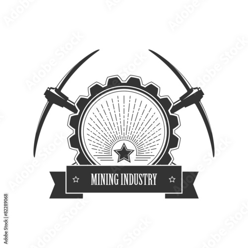 Vintage emblem of the mining industry