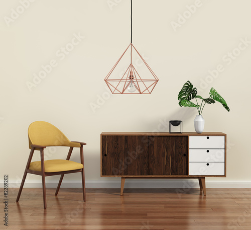 Scandinavian design interior with himmeli diamond lamp