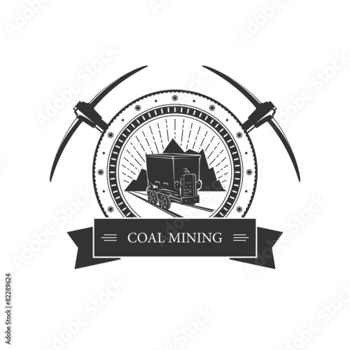 Vintage emblem of the mining industry