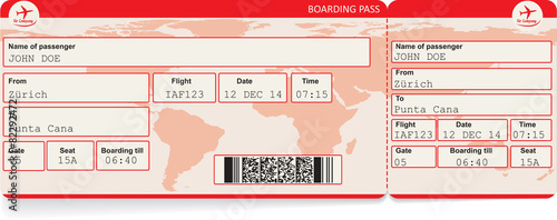 Vector image of airline boarding pass ticket