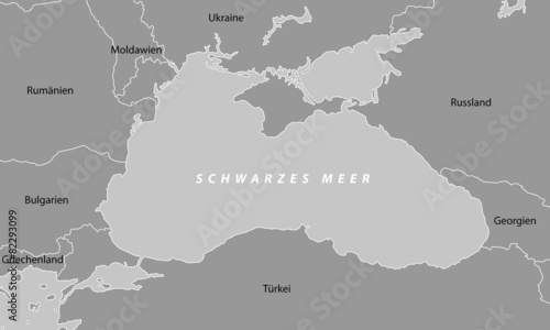 Fototapeta Naklejka Na Ścianę i Meble -  Schwarzes Meer Schriftkarte in Grau