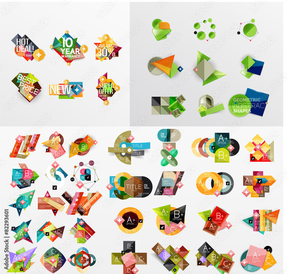 Mega collection of paper graphic banners, labels Mega collection of paper graphic banners, labels