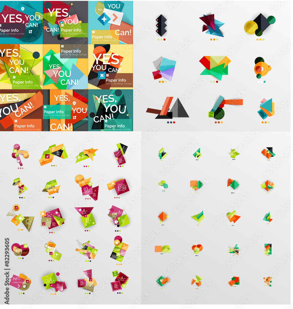 Mega collection of paper graphic banners, labels Mega collection of paper graphic banners, labels