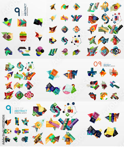 Set of abstract paper elements  infographics templates