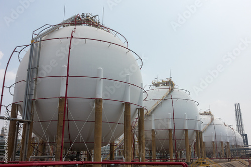 Spherical tanks under cloudy weather