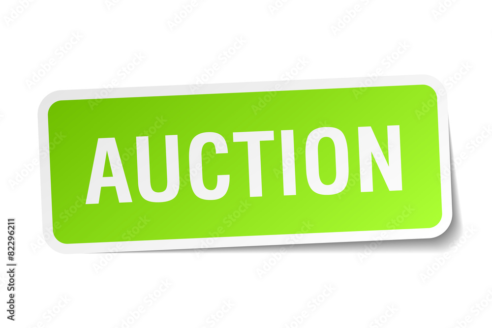auction green square sticker on white background auction green square sticker on white background