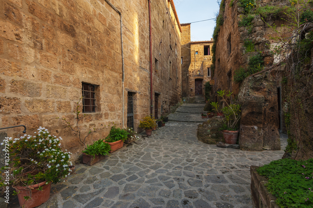 Beautiful corners and streets of the medieval small town in Lazi