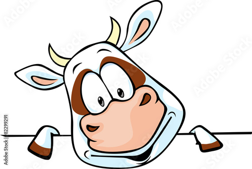 funny cow cartoon peeking out