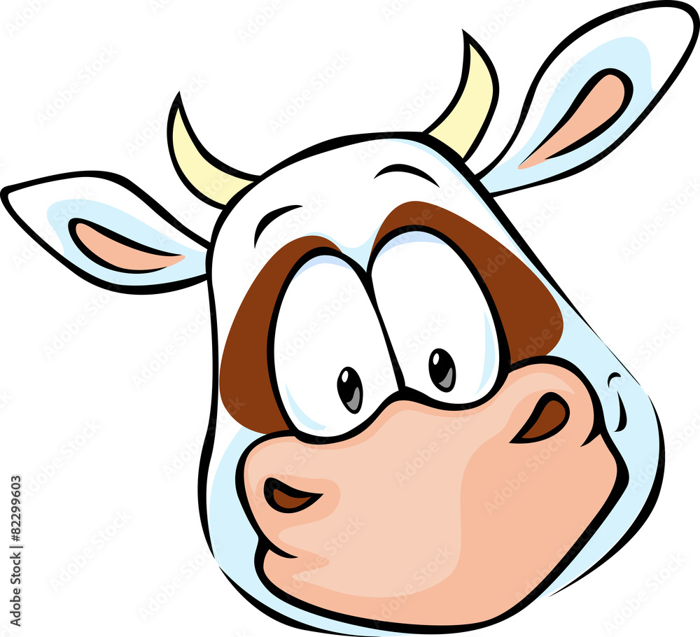 cow head cartoon - vector illustration