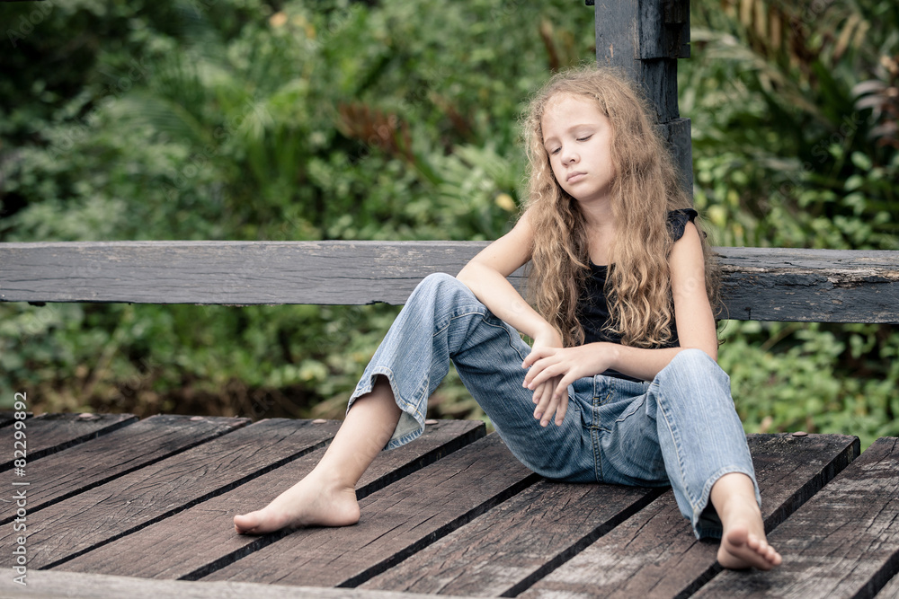Portrait of sad blond teen girl Portrait of sad blond teen girl