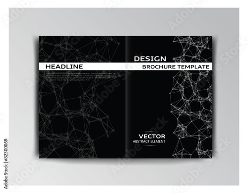 Horizontal black and white template of brochure