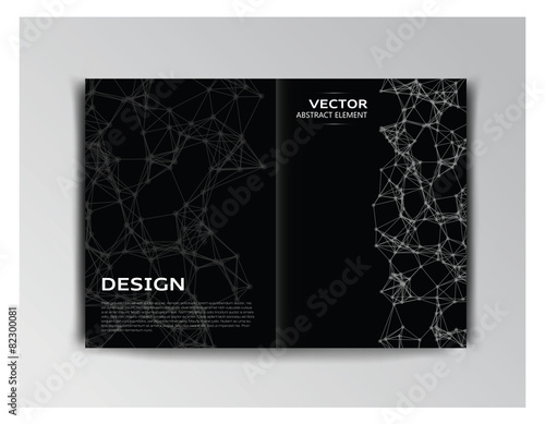 Horizontal black template of brochure with abstract elements