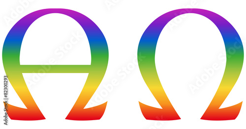 Alpha und Omega in Regenbogenfarben, Vektor, freigestellt