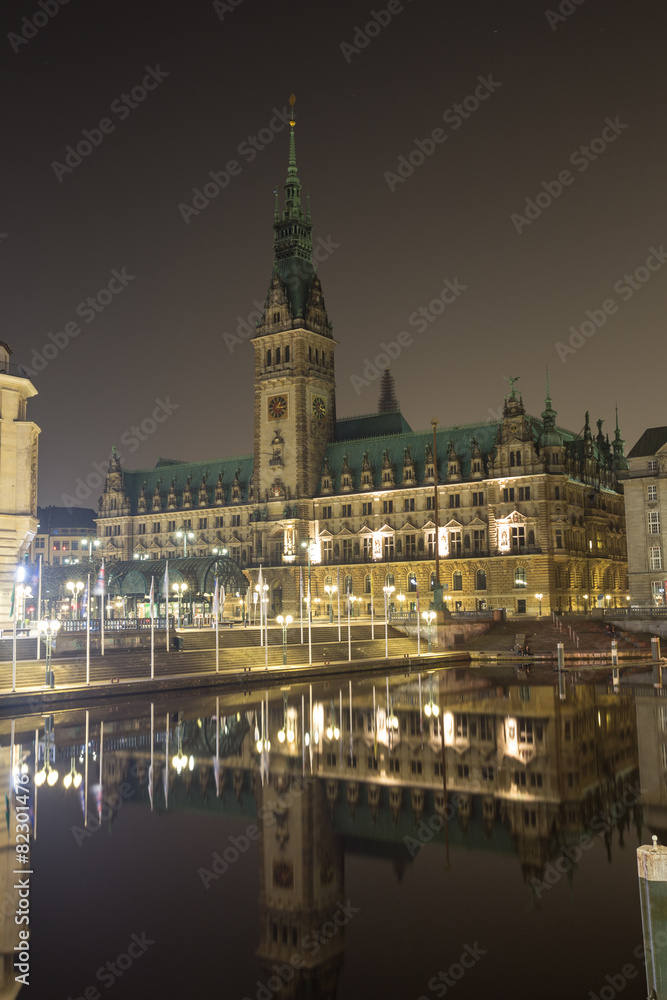 Fototapeta premium hamburg germany townhall at night