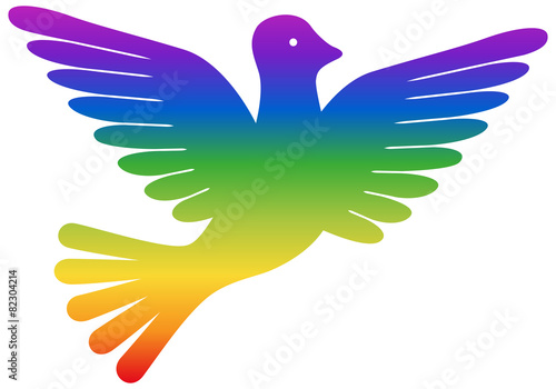 Friedenstaube, Regenbogenfarben, Vektor, freigestellt
