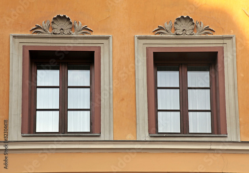 Typical old windows in medieval Innsbruck, Austria.