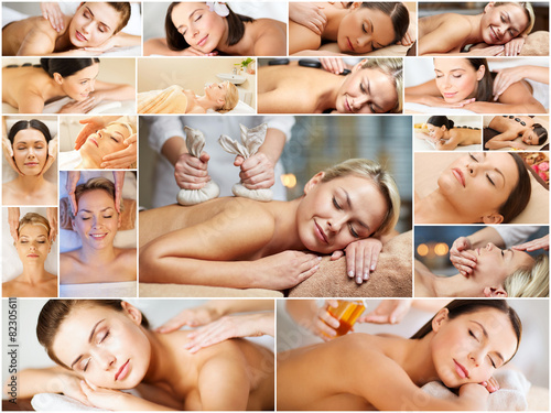 women having facial or body massage in spa salon