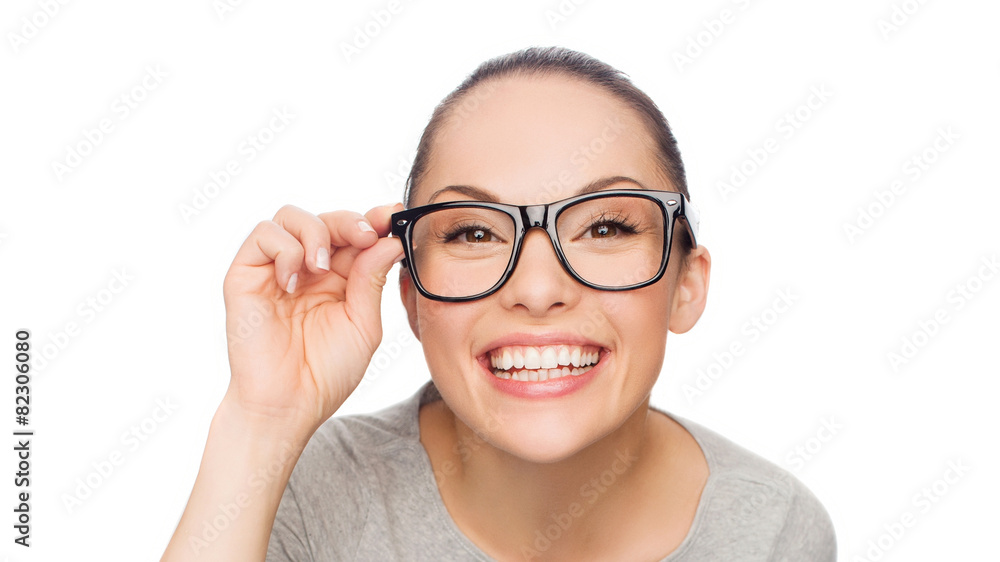 asian woman adjusting eyeglasses asian woman adjusting eyeglasses