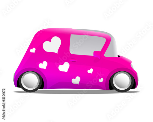 love and heart mini cartoon car pink