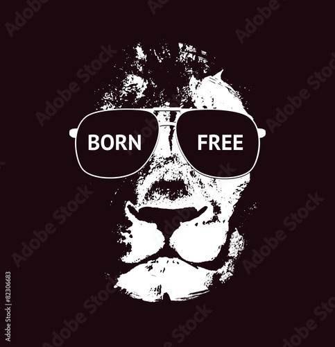Lion head. Vector background. Poster