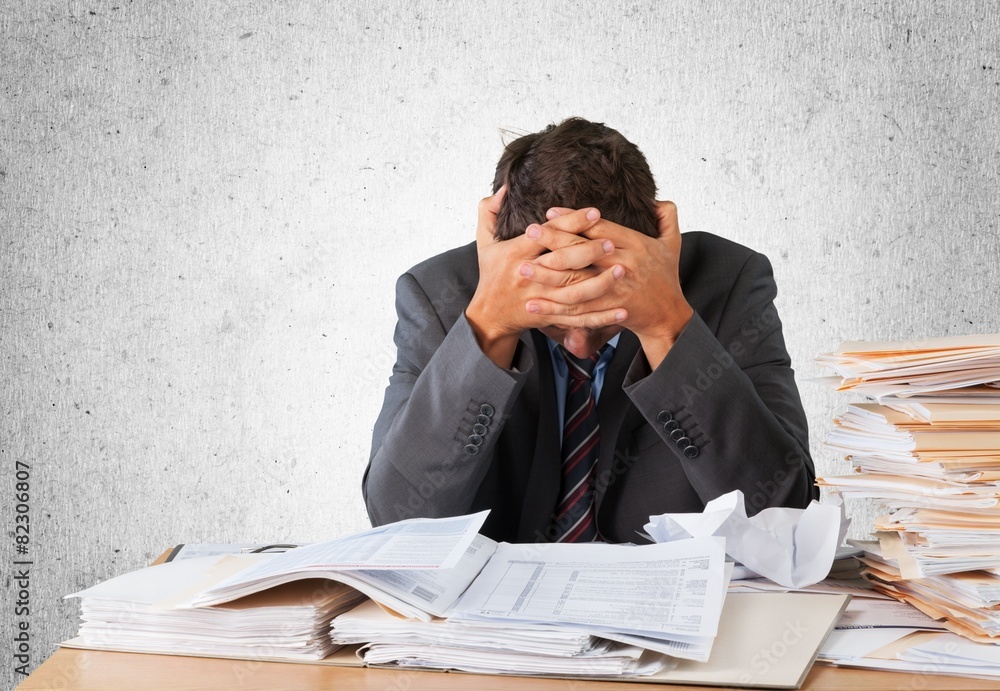 Emotional Stress. Frustrated office manager overloaded with work Emotional Stress. Frustrated office manager overloaded with work