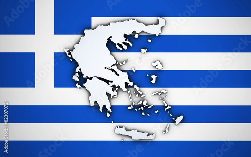 Greece Map On Greek Flag