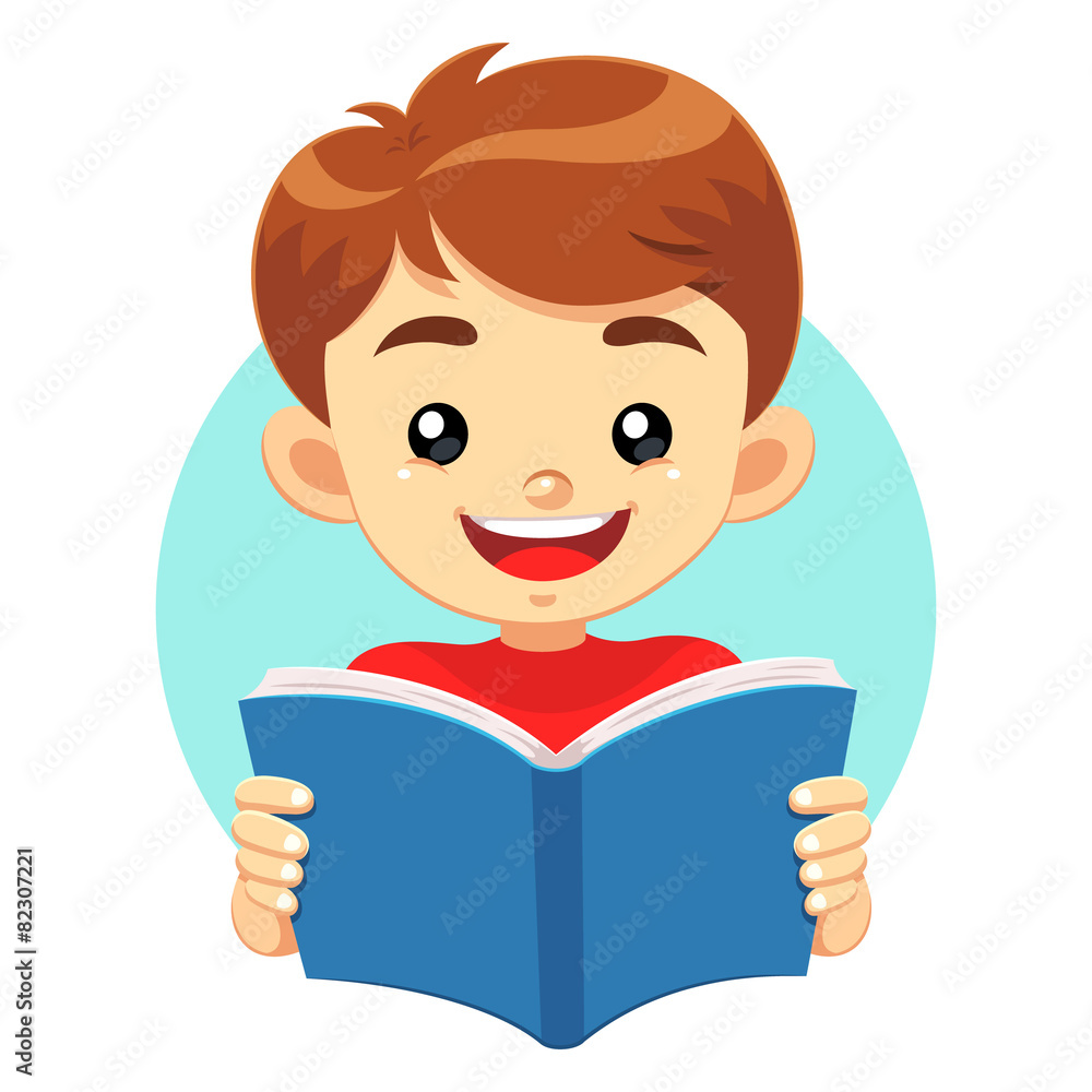 Little Boy Reading A Blue Book and study educational books. Little Boy Reading A Blue Book and study educational books.
