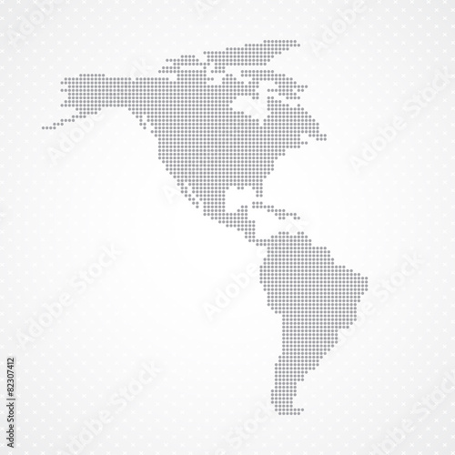 Dots Grey  North and South America map background vector