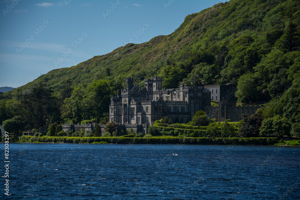 Kylemore Abbey from behind the lake, Connemara, Galway, Republic