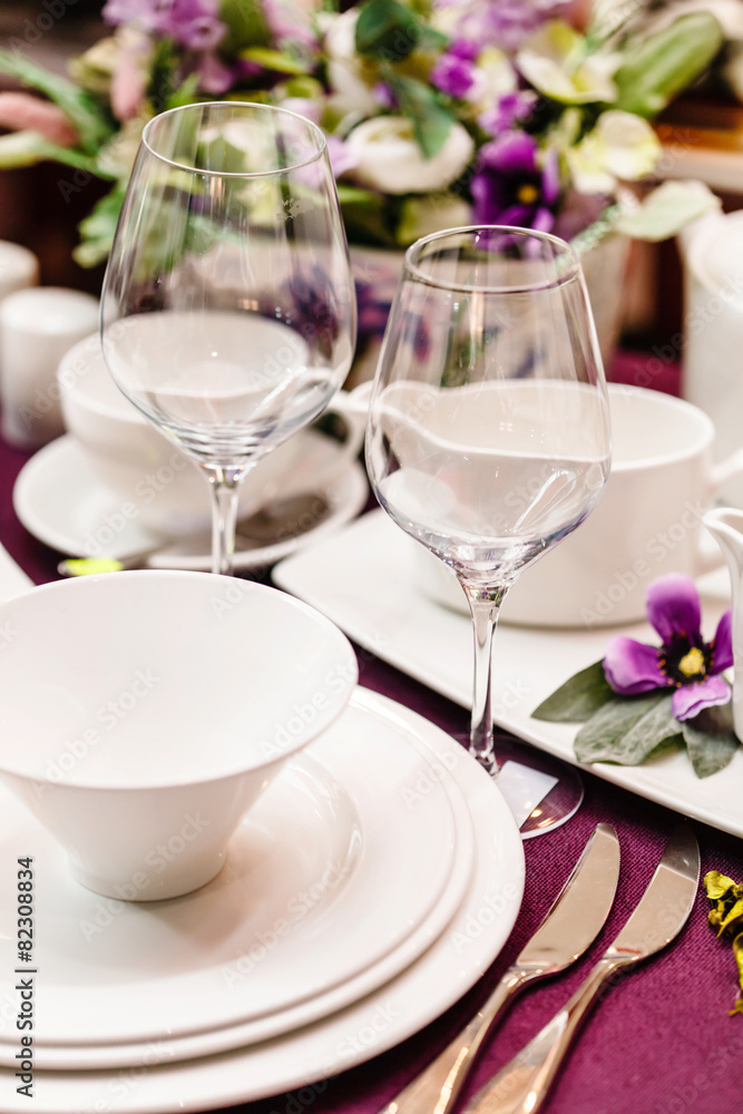 Ceramic tableware on the table Ceramic tableware on the table